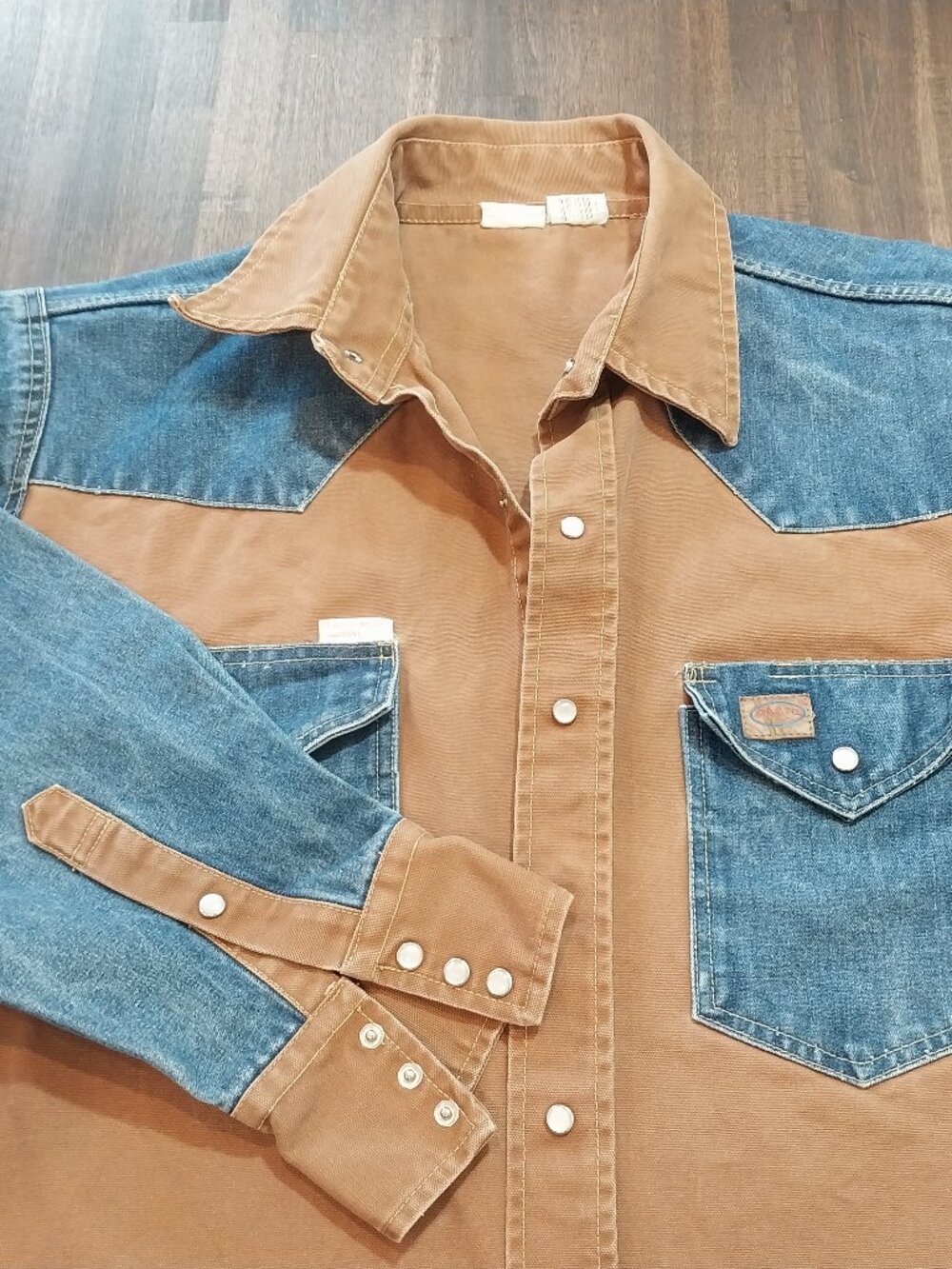 Rasco FR Shirt Mens 3XL Pearl Snap Flame Resistant Western Denim Blue Tan Duck
